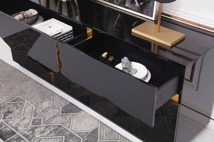 Aspen High Gloss Black and Gold Buffet