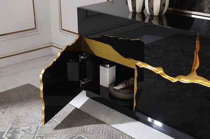 Aspen High Gloss Black and Gold Buffet