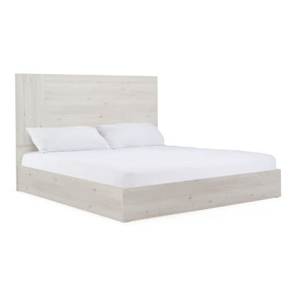 Asus Italian Matte White Washed Oak Platform Bed with Slatted Base