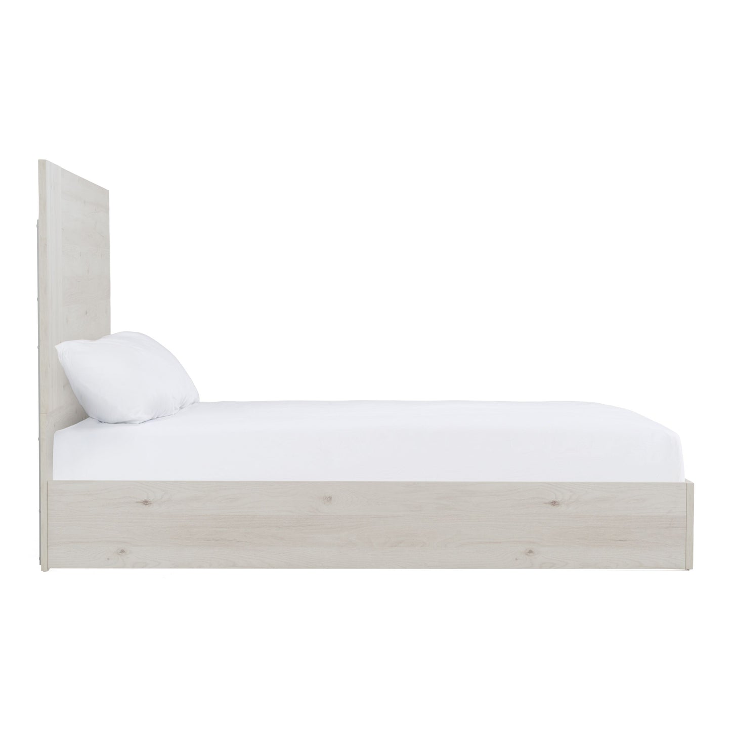 Asus Italian Matte White Washed Oak Platform Bed with Slatted Base