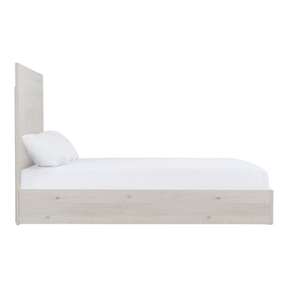 Asus Italian Matte White Washed Oak Platform Bed with Slatted Base