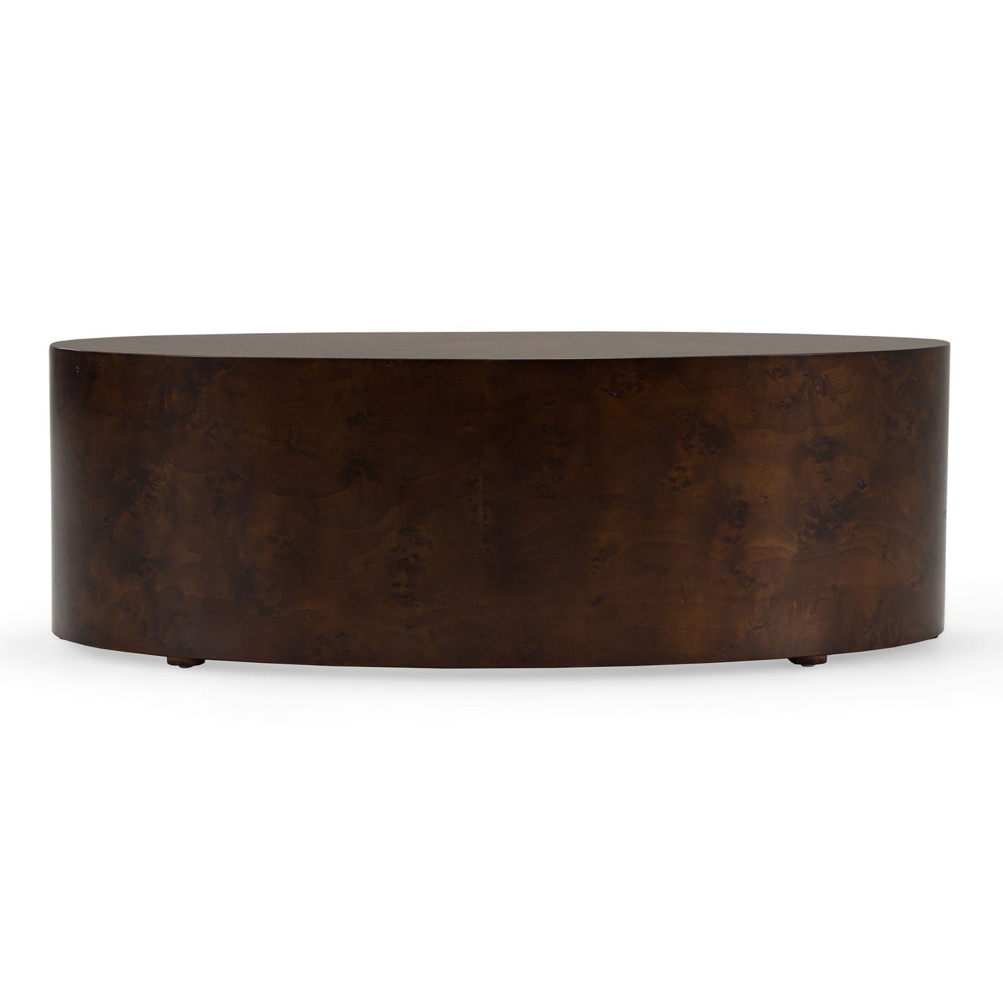 August Modern Dark Walnut Burl Round Coffee Table