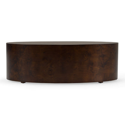 August Modern Dark Walnut Burl Round Coffee Table