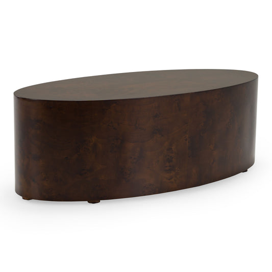 August Modern Dark Walnut Burl Round Coffee Table