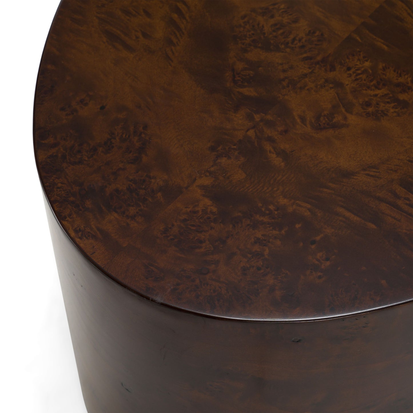 August Modern Dark Walnut Burl Round Coffee Table