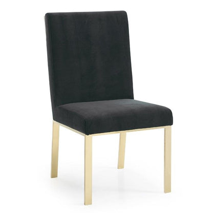 Reba Black Velvet and Gold Dining Chair Set of 2
