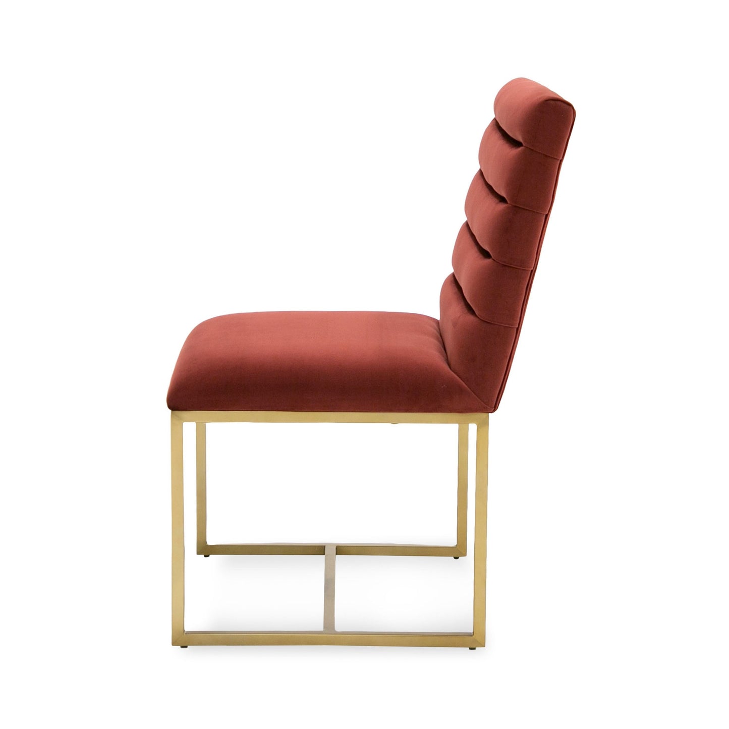 Modrest Barker Modern Red & Brush Gold Dining Chair (set of 2)