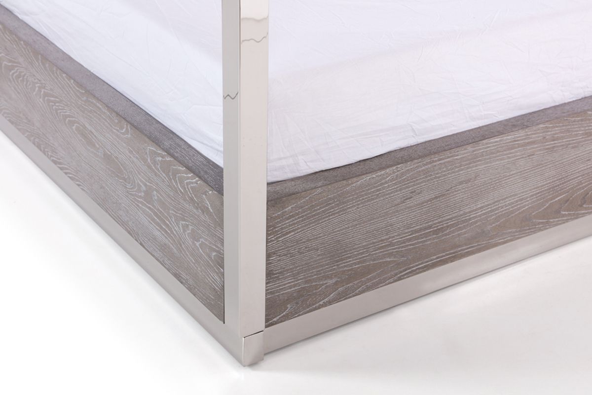 Arlene Grey Elm and Stainless Steel Canopy Bed