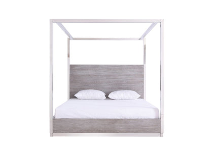 Arlene Grey Elm and Stainless Steel Canopy Bed