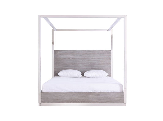 Arlene Grey Elm and Stainless Steel Canopy Bed