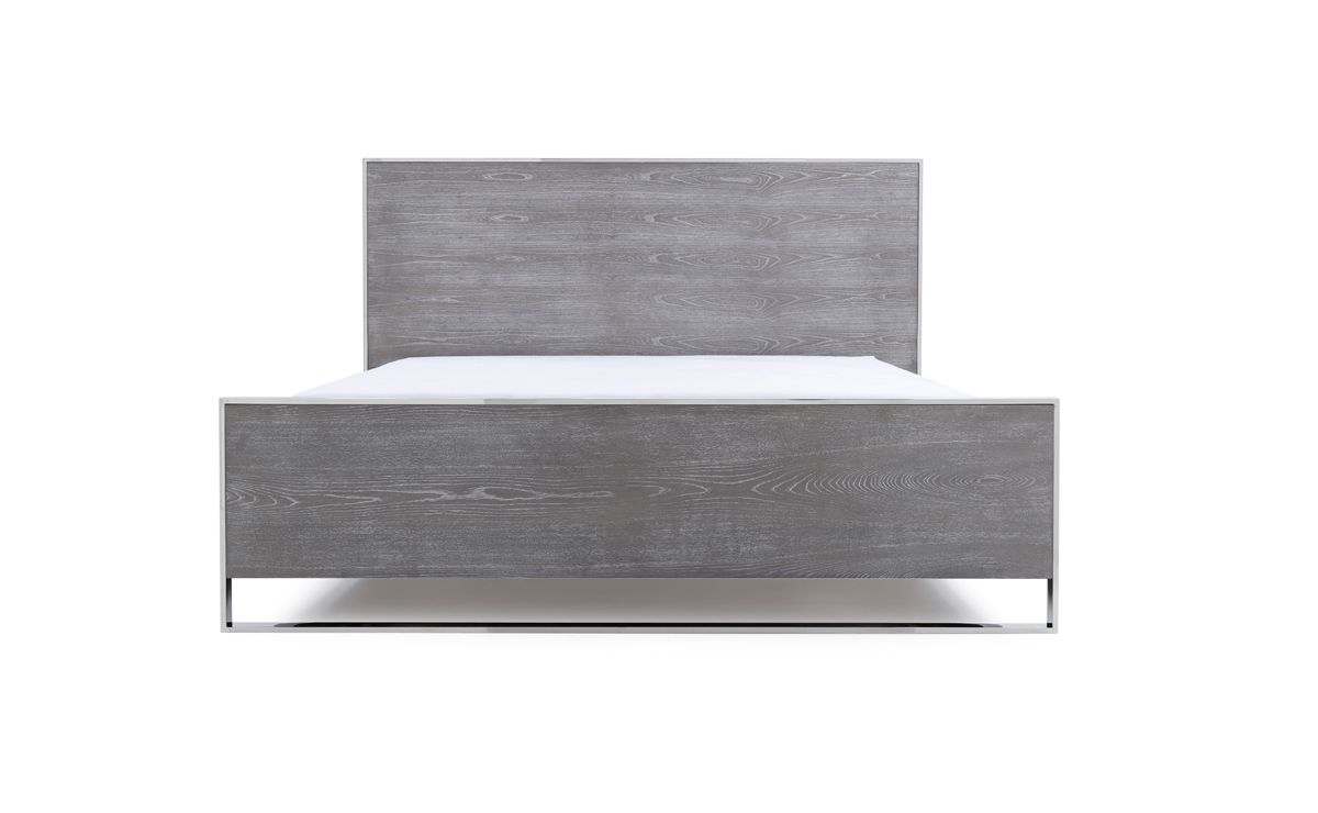 Modrest Charlene Modern Grey Elm & Stainless Steel Bedroom Set