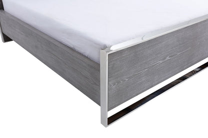 Charlene Grey Elm and Stainless Steel Platform Bed