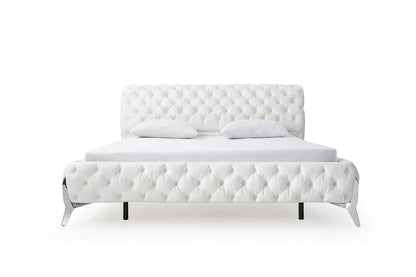 Legend White Bonded Leather Upholstered Platform Bed