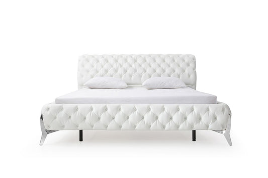 Legend White Bonded Leather Upholstered Platform Bed