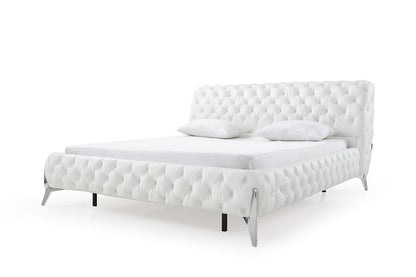 Legend White Bonded Leather Upholstered Platform Bed