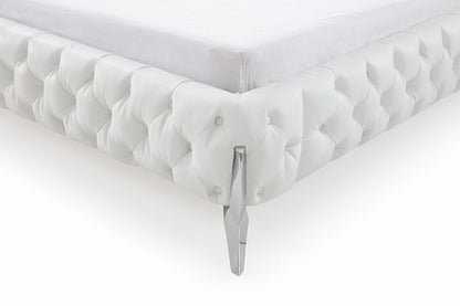 Legend White Bonded Leather Upholstered Platform Bed