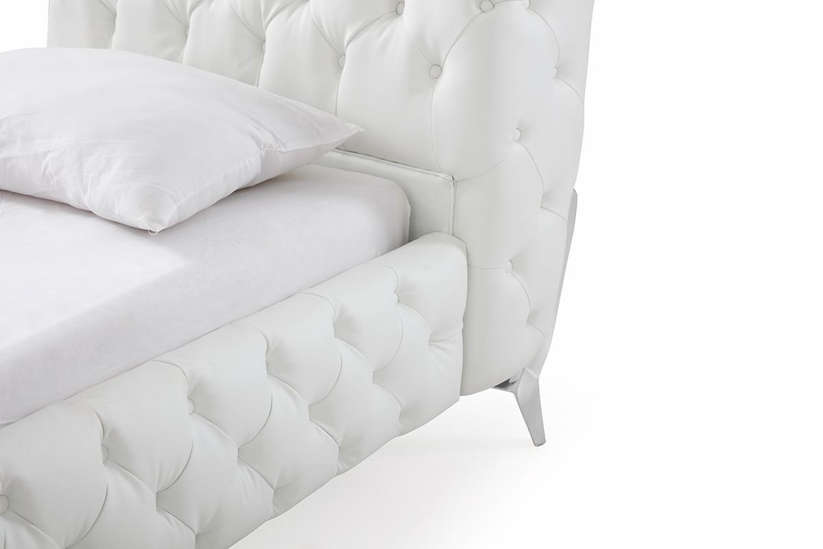 Legend White Bonded Leather Upholstered Platform Bed