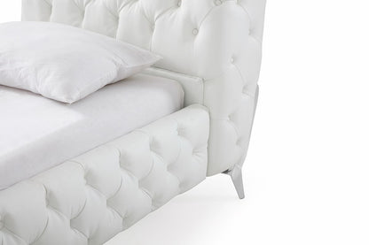 Legend White Bonded Leather Upholstered Platform Bed