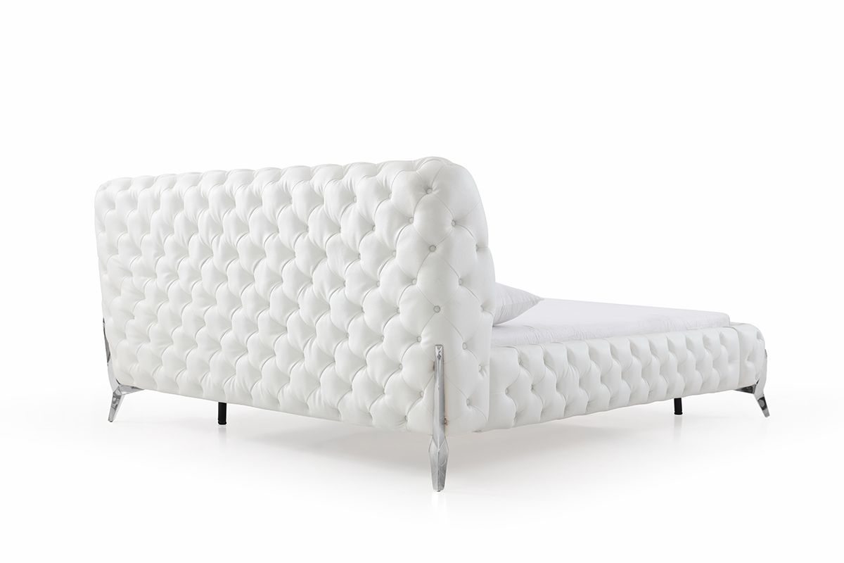 Legend White Bonded Leather Upholstered Platform Bed