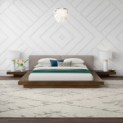 Modrest Tokyo Contemporary Walnut and Grey Platform Bed