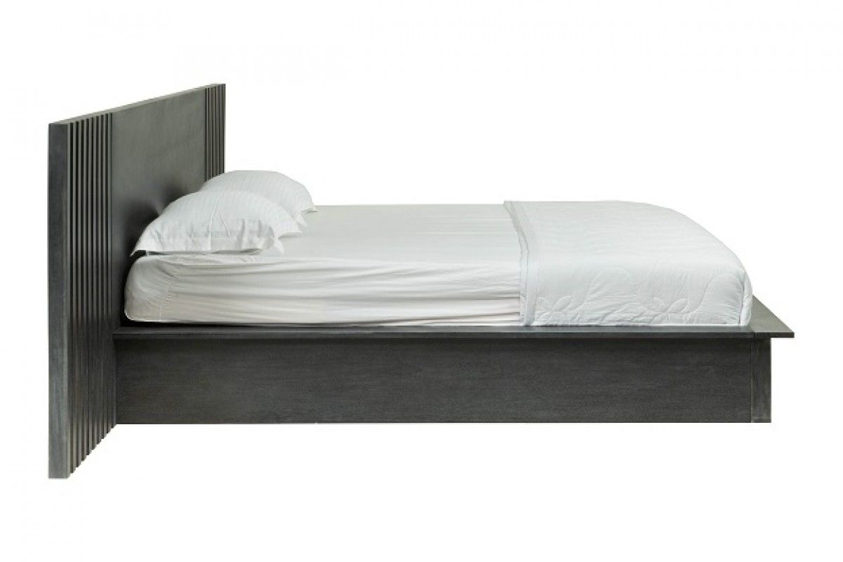Modrest Manchester- Contemporary Platform Dark Grey Bed with Drawers