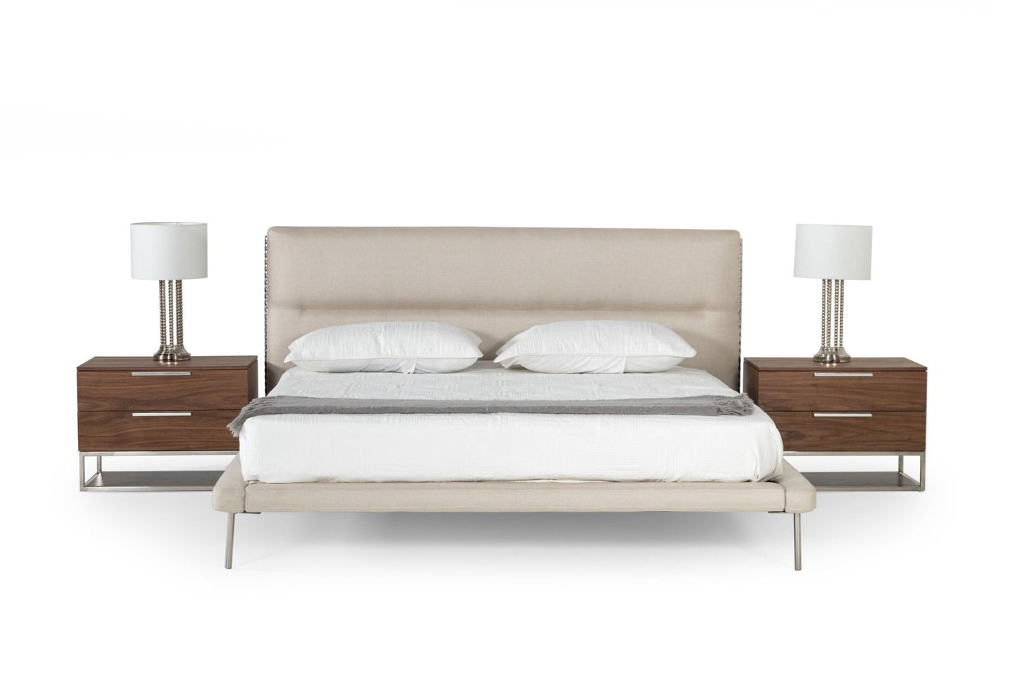 Modrest Bergeron - Contemporary Cream Woven Fabric Bed