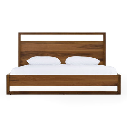 Berlin Walnut Platform Bed – Walnut Finish with Slatted Base
