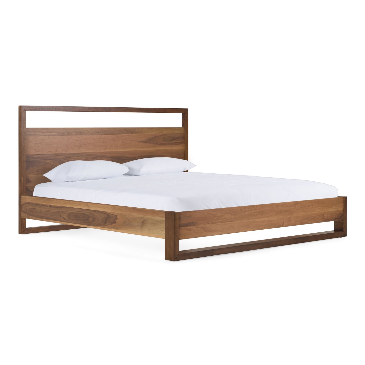 Berlin Walnut Platform Bed – Walnut Finish with Slatted Base