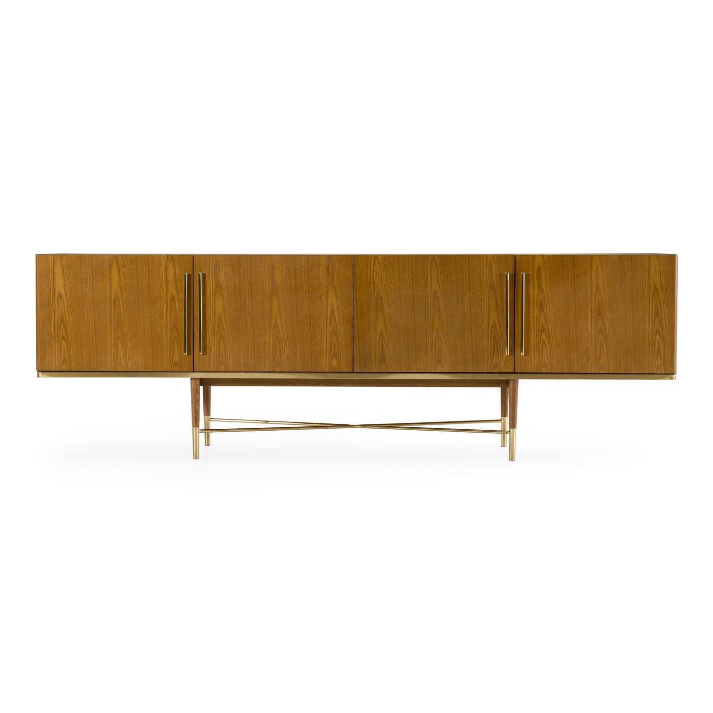 Bernard Mid Century Walnut and Gold Buffet