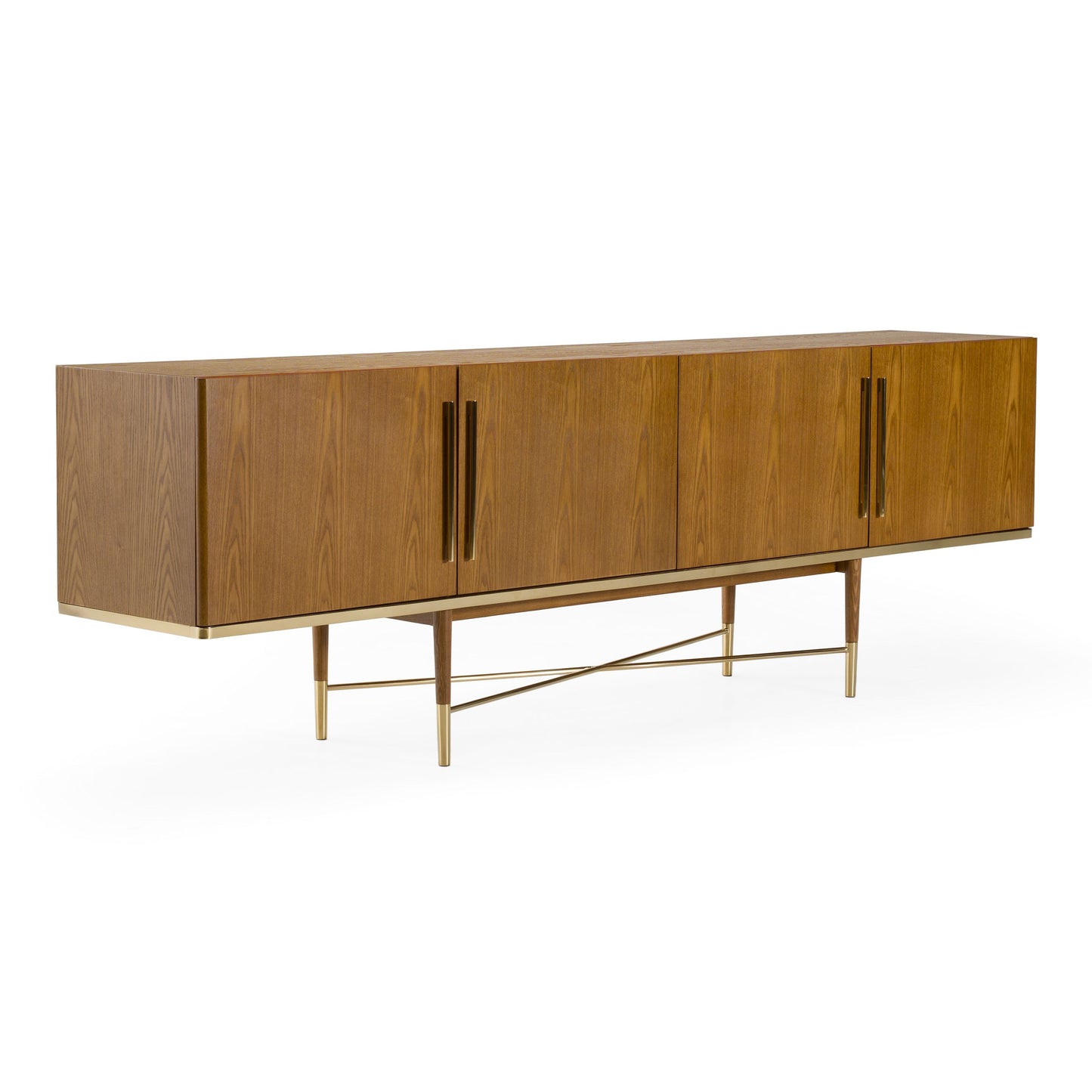 Bernard Mid Century Walnut and Gold Buffet
