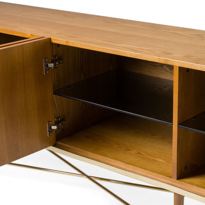 Bernard Mid Century Walnut and Gold Buffet