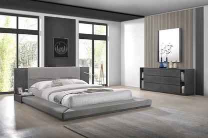 Jagger Grey Platform bed With Built In Nightstands