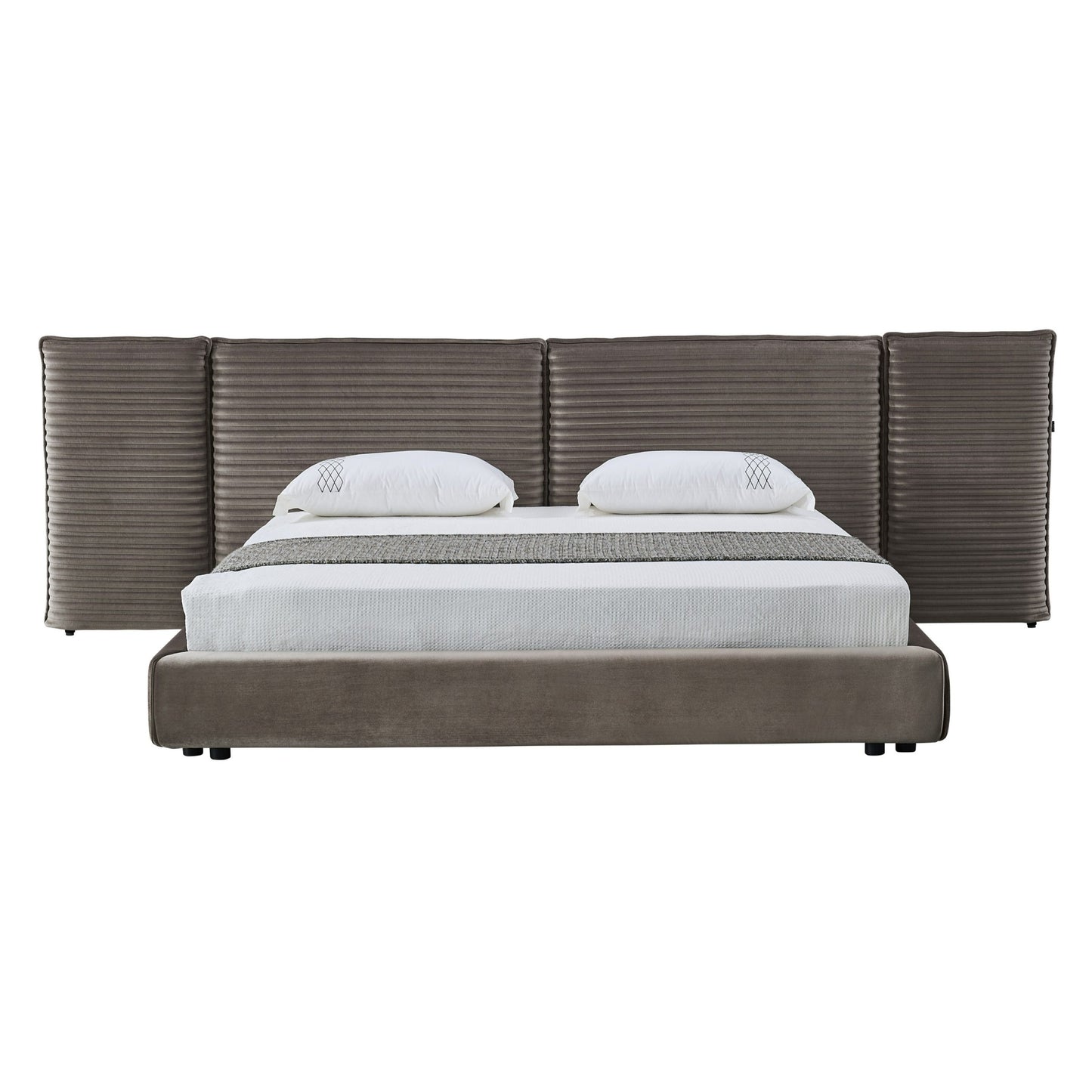 Breslow Modern Dark Taupe Velvet Bed