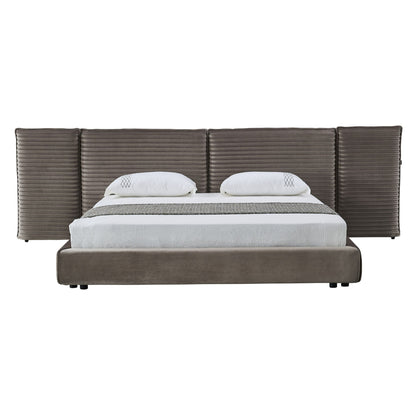 Breslow Modern Dark Taupe Velvet Bed