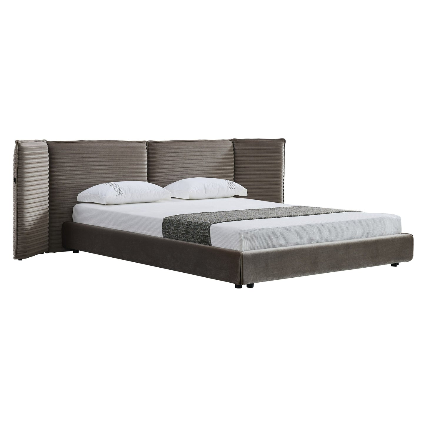 Breslow Modern Dark Taupe Velvet Bed