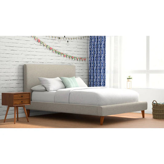 Britney Light Grey Linen Bed - Modern Elegance with Soft Textured Upholstery