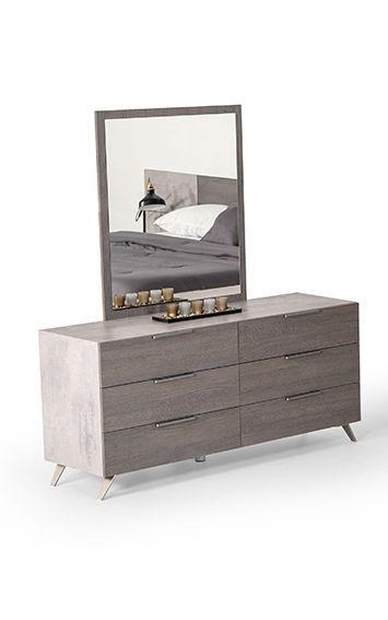Nova Domus Bronx Italian Modern Faux Concrete & Grey Dresser with Mirror β Sleek Urban Bedroom Set