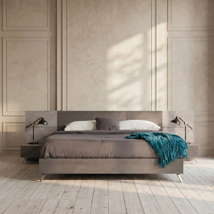 Bronx Italian Faux Concrete and Matte Grey Platform Bed