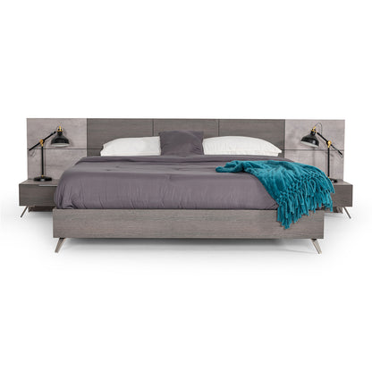 Bronx Italian Faux Concrete and Matte Grey Platform Bed