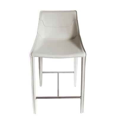 Modrest Halo Counter Stool – Modern Ivory Saddle Leather with Sleek Contemporary Style