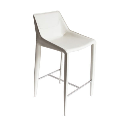 Modrest Halo Counter Stool – Modern Ivory Saddle Leather with Sleek Contemporary Style
