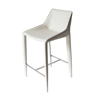 Modrest Halo Counter Stool – Modern Ivory Saddle Leather with Sleek Contemporary Style