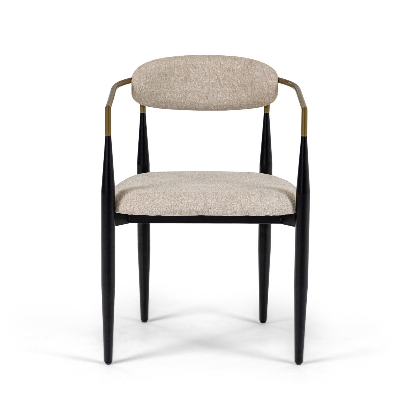 Modrest Buchtel - Mid-Century Modern Beige + Gold Arm + Black Dining Chair