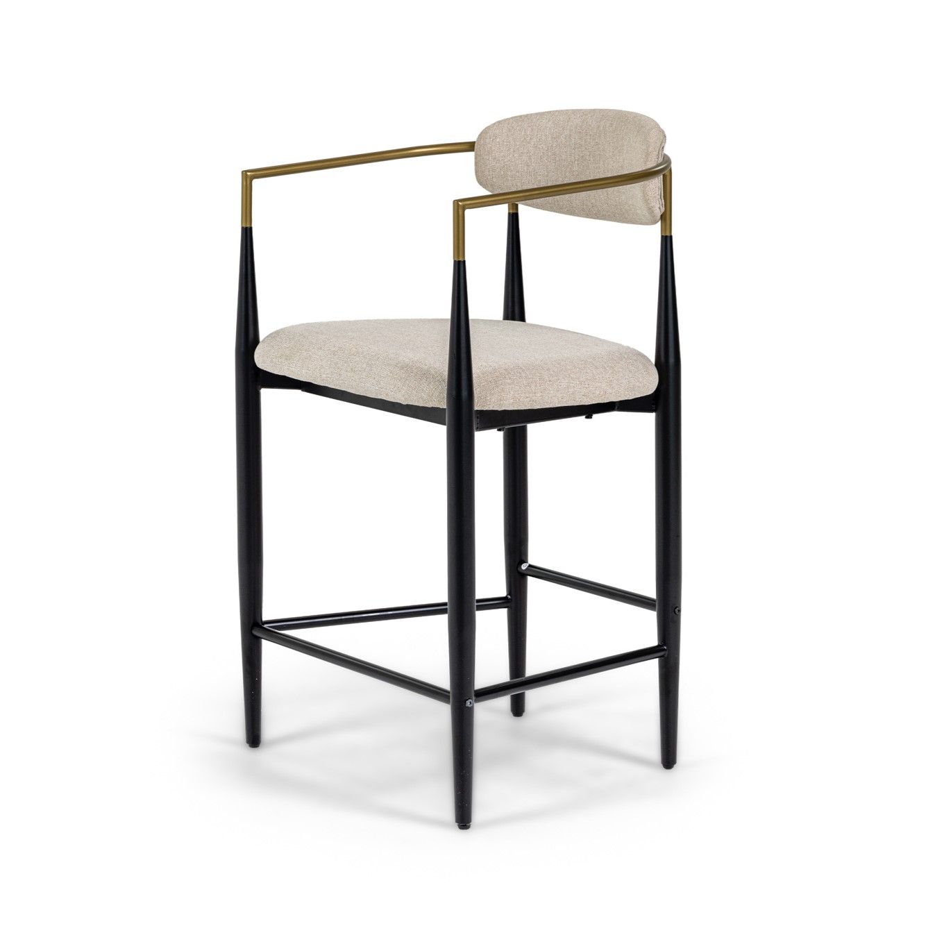 Modrest Buchtel - Mid-Century Modern Beige + Gold Arm + Black Counter Chair