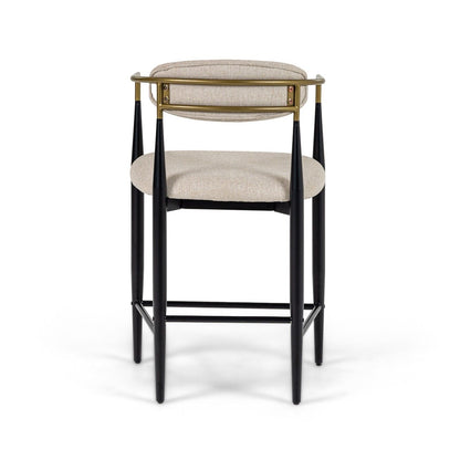 Modrest Buchtel - Mid-Century Modern Beige + Gold Arm + Black Counter Chair