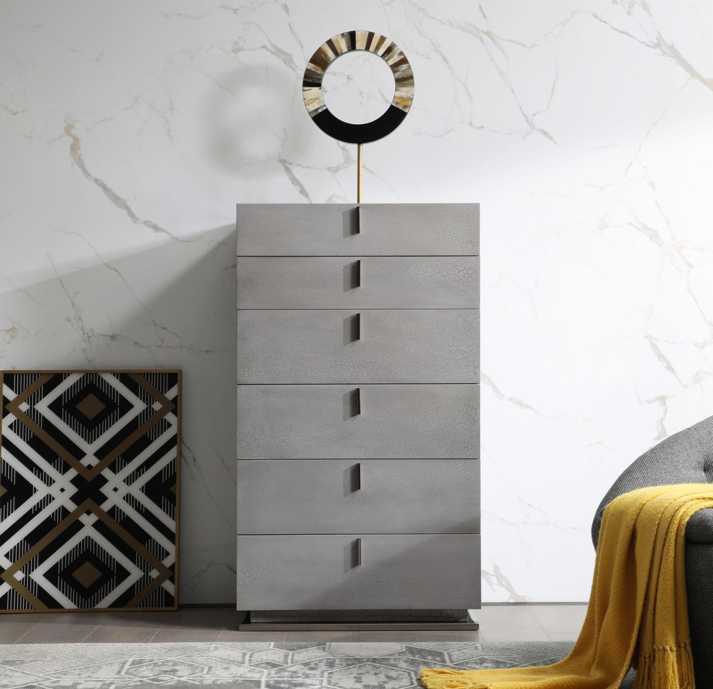 Buckley Grey Crackle Tall Storage Chest
