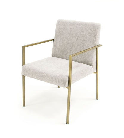 Modrest Burnham - Modern White & Brass Arm Dining Chair