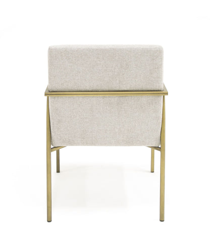 Modrest Burnham - Modern White & Brass Arm Dining Chair