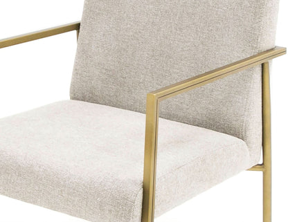 Modrest Burnham - Modern White & Brass Arm Dining Chair