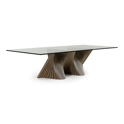 Byer Modern Glass and Grey Ash Dining Table